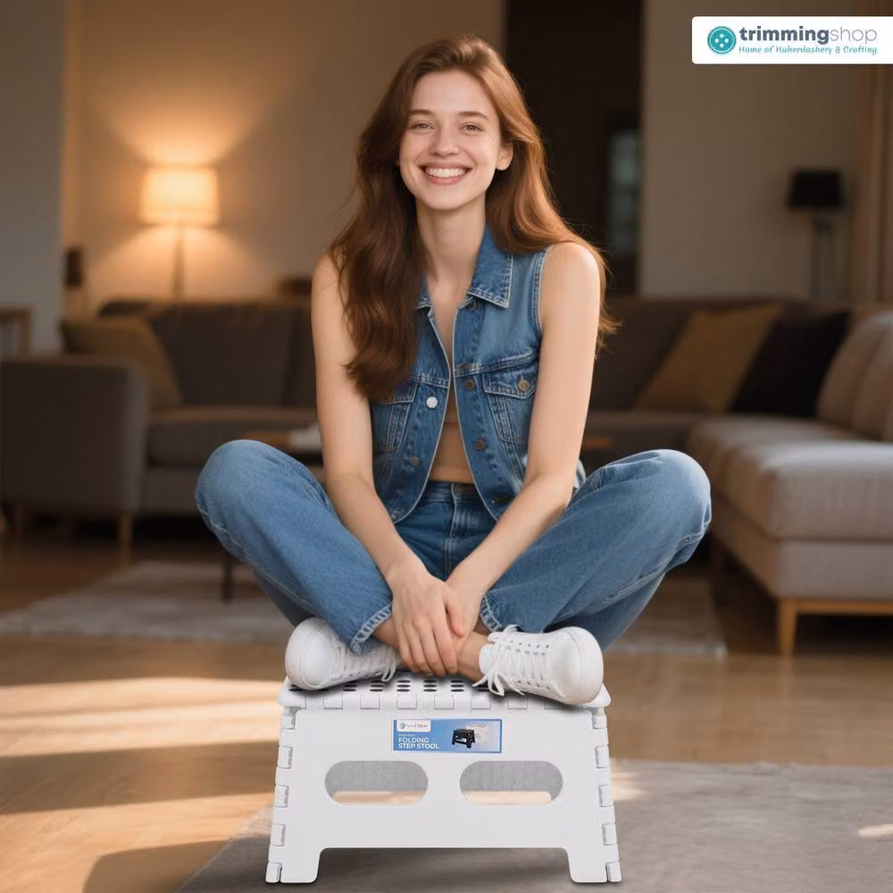 Neel Blue White Folding Anti-Skid Step Stool – 4