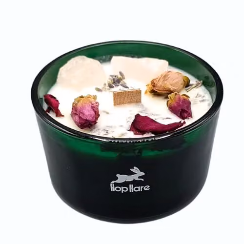Ancient Wisdom Hop Hare KDMD Crystal Magic Flower Soy Wax Candle, The Lovers, Pink, W: 9 cm, H: 5 cm