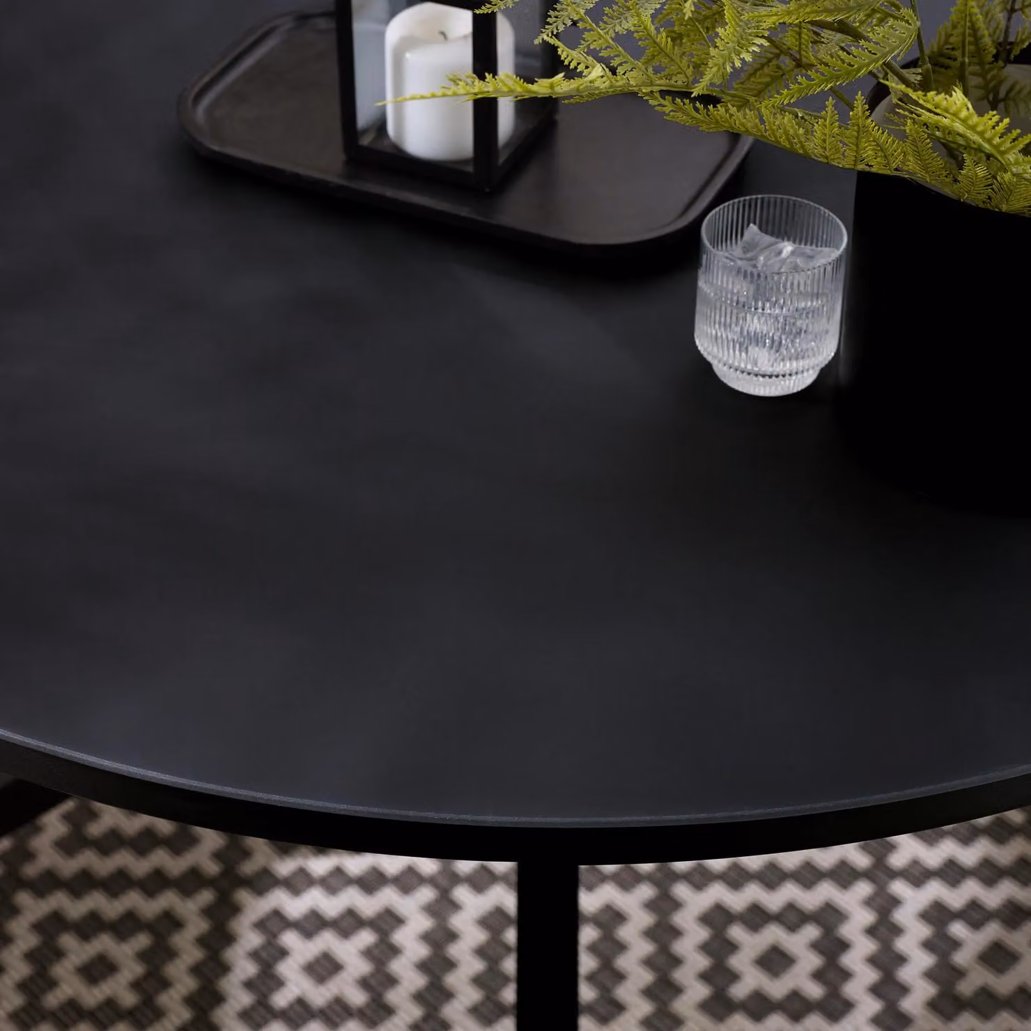 FurnitureboxUK Nanterre Round Outdoor Dining Table in Black Metal and Glass – 2