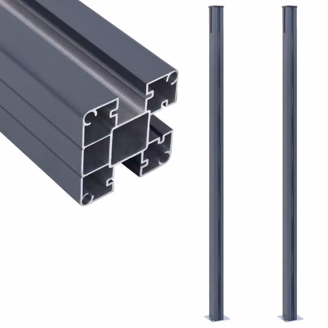 Berkfield Home Rectangular Aluminium Fence Posts, 2 Pack, Anthracite Grey, Height: 185 cm