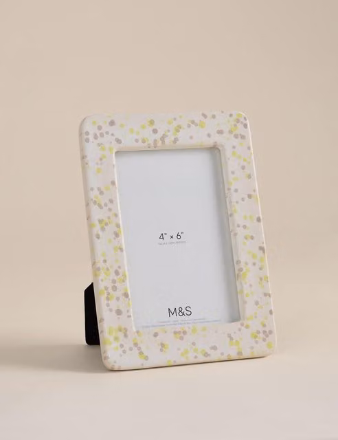 M&S Splatter Ceramic Rectangular Tabletop Photo Frame, Multicolour, 10.16 x 10.16 cm