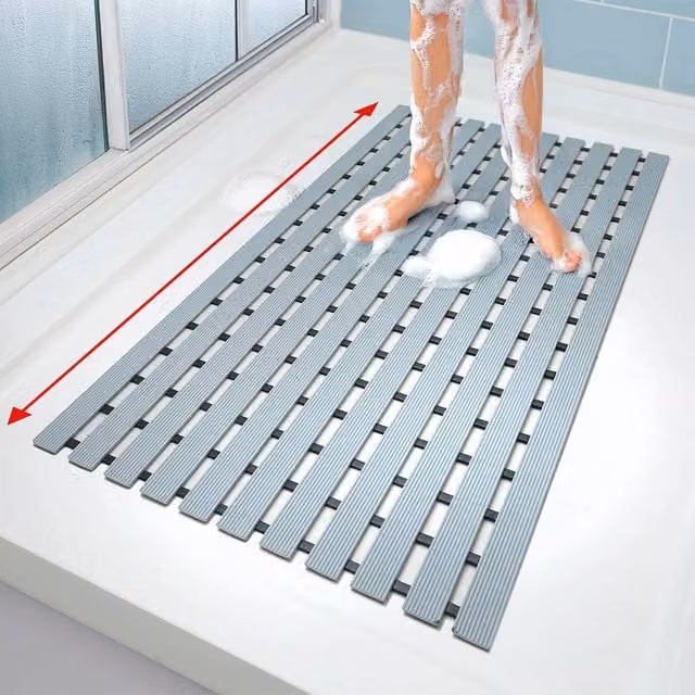 Coopers of Stortford Non-Slip Grey Rectangular Shower Mat with Natural Rubber Grip – 1