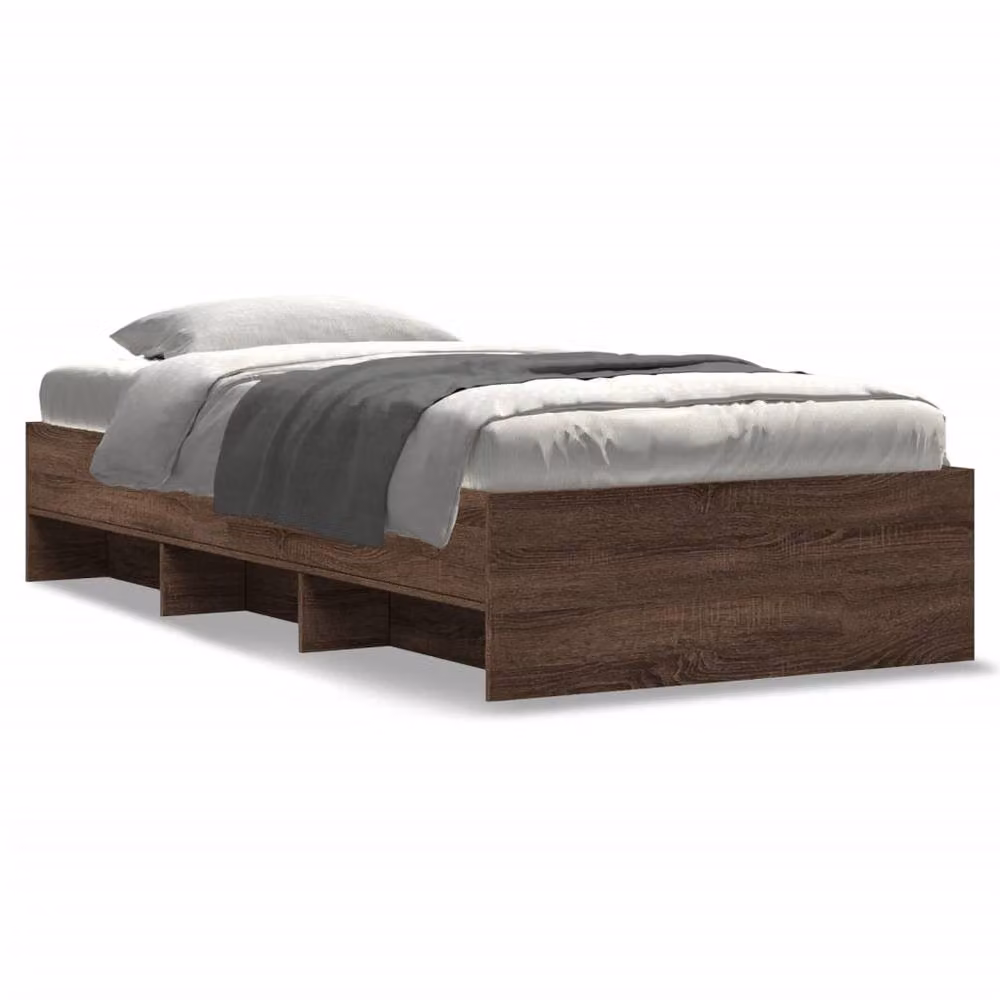 Berkfield Home Durable Single Bed Frame in Brown Oak, W/D/H: 90 x 190 cm – 3