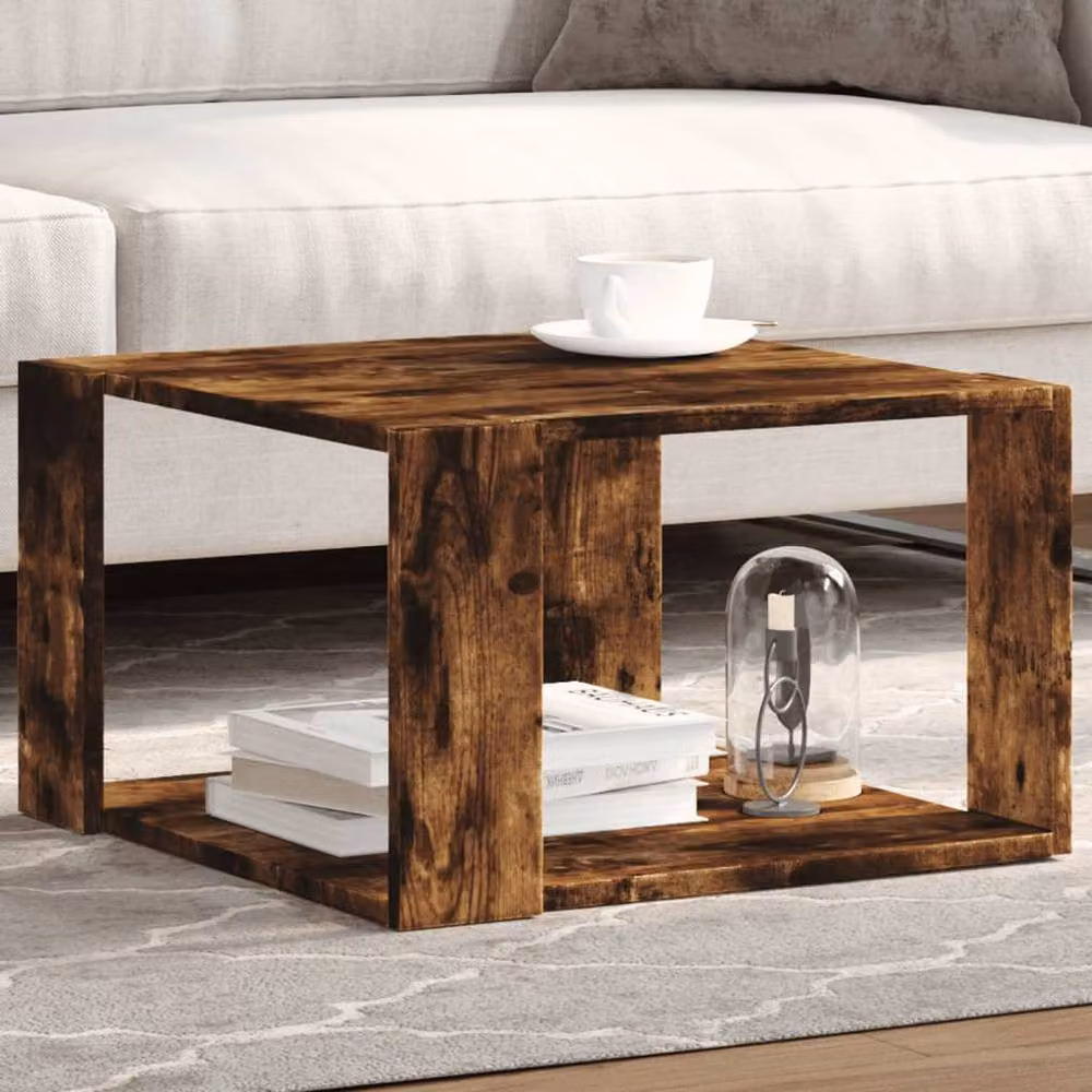 Berkfield Home Smoked Oak Coffee Table in Brown, W/D/H: 51.5 x 51.5 x 30 cm – 2