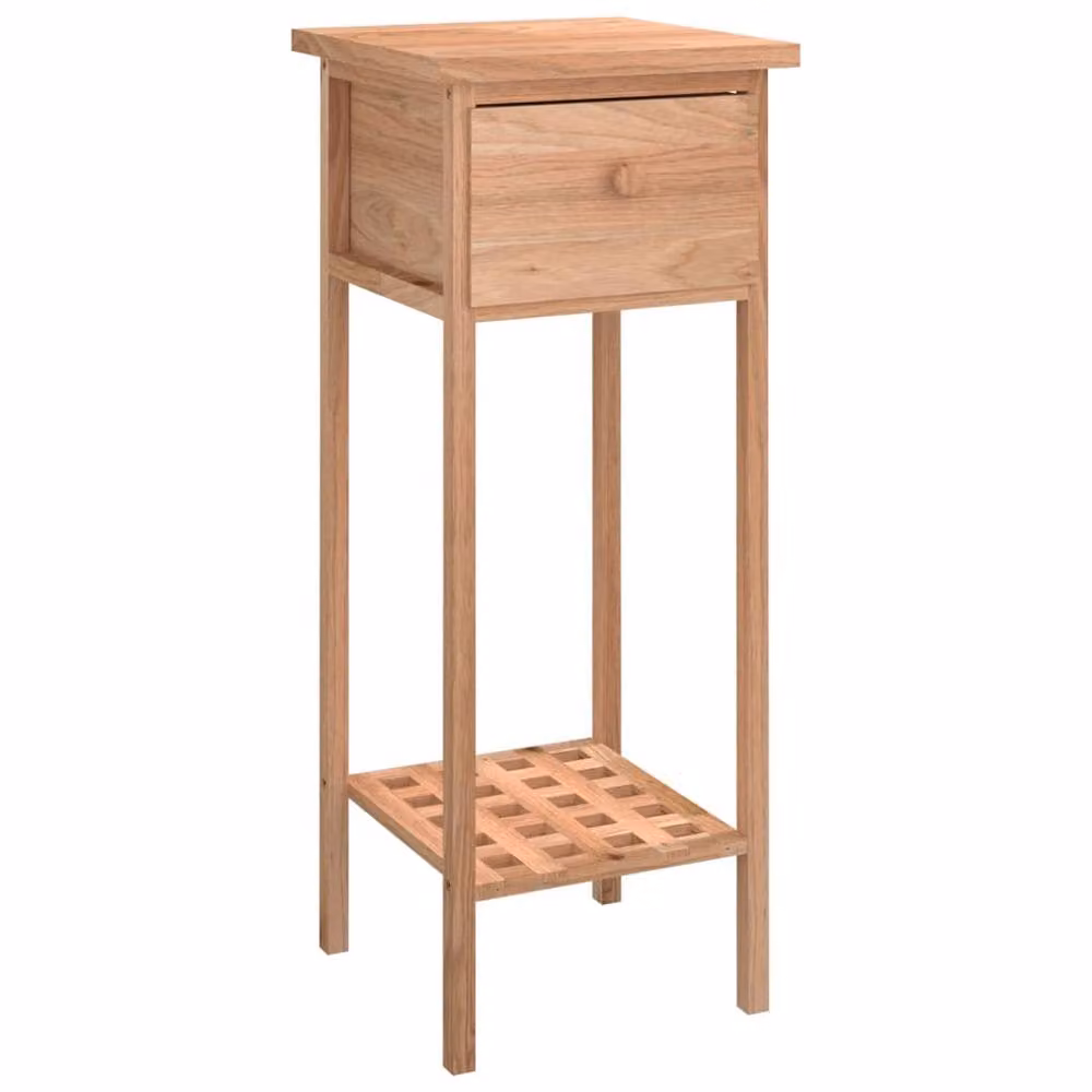 Berkfield Home Solid Wood Walnut Side Table with Drawer in Brown, W/D/H: 25 x 25 x 60 cm – 2