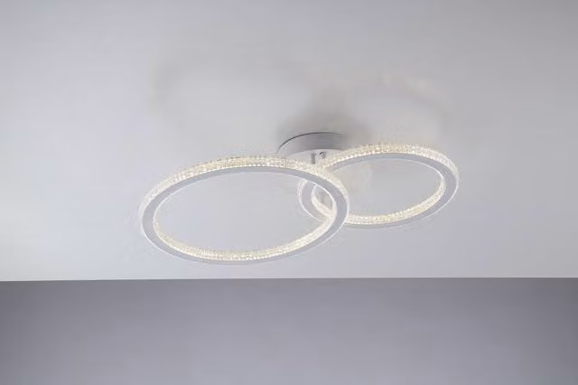 Netlighting Bryant 2 Circular Crystal Semi Flush Ceiling Light in White with 4000K Cool White LED