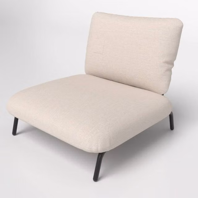 Costway Modern Oversized Accent Chair in Beige Fabric with Metal Frame