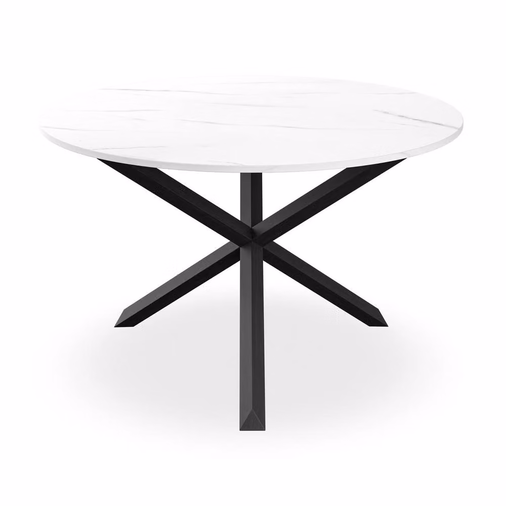 More4Homes Malvern Round Dining Table and Anika Grey Velvet Chair Set of 4, Oak Top with Black Legs – 2