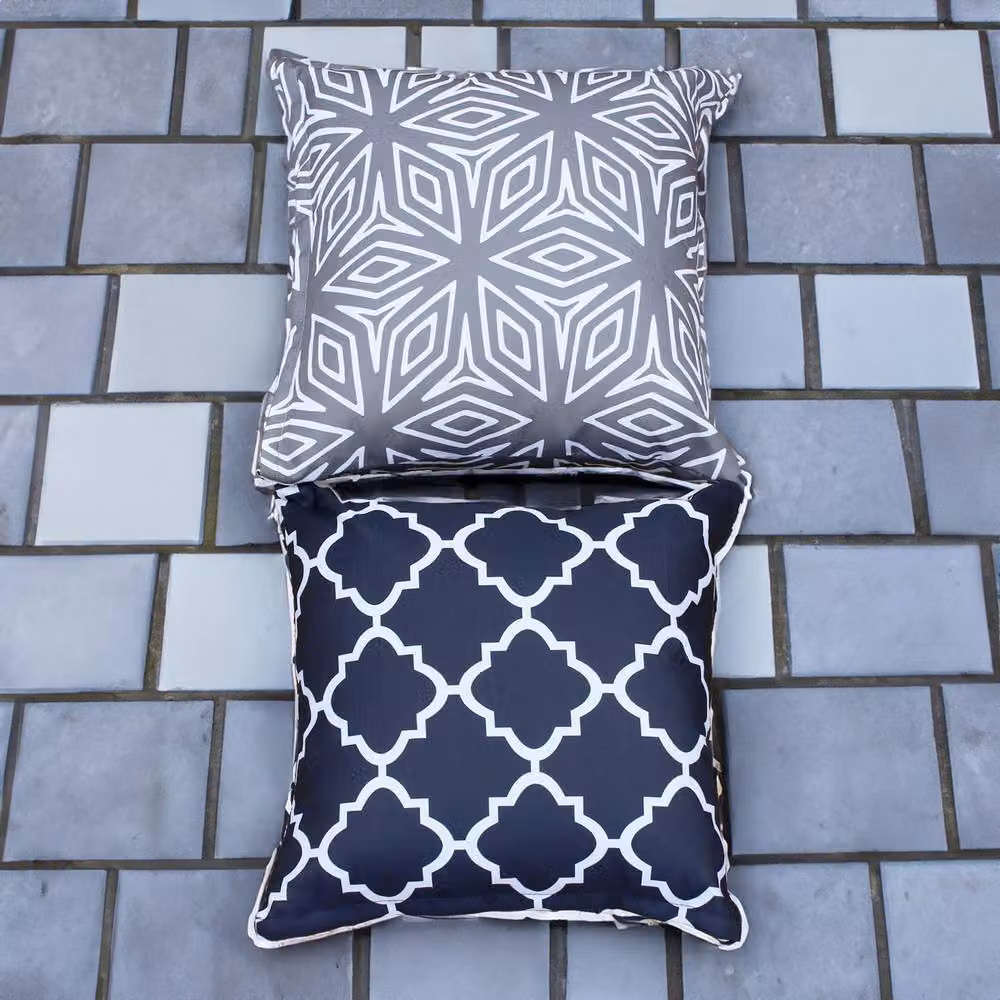 Oseasons Cool Breeze Scatter Cushion Assortment (Pack of 2) - Decorative Square Plush Throw Cushions in Grey, White and Blue, W/D/H: 45 x 45 x 45 cm – 2