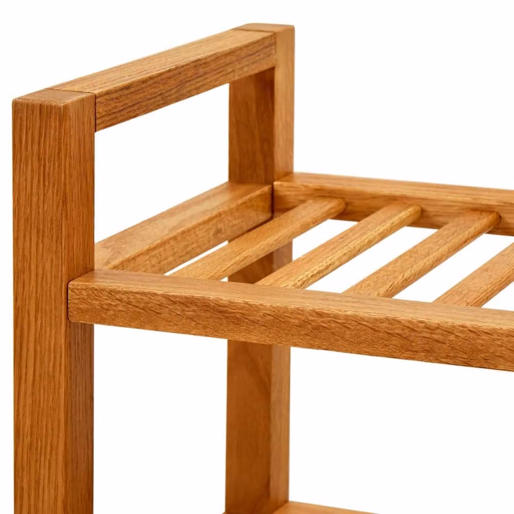 Berkfield Home 3-Shelf Solid Oak Wood Shoe Rack in Brown, W/D/H: 50 x 27 x 60 cm – 4