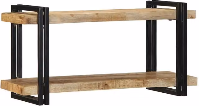 Berkfield Home Wall Mounted Mango Wood Shelf in Brown, W/D/H: 90 x 33 x 45 cm – 1