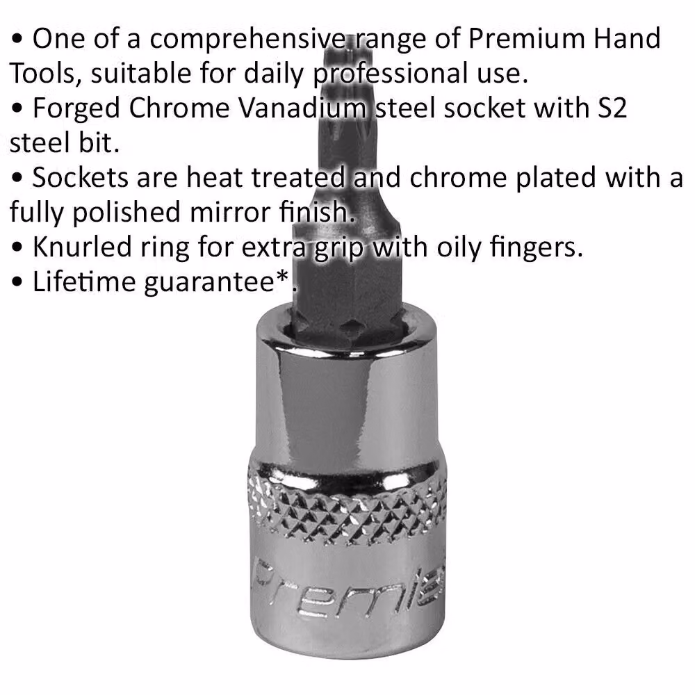 Loops T15 TRX Star Socket Bit with 1/4 inch Square Drive and S2 Steel Head in Silver – 2
