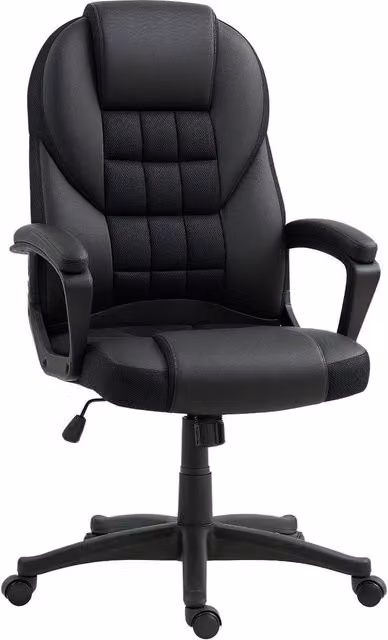 Rolipo Modern Faux Leather Task Chair in Black with Armrests and Castors