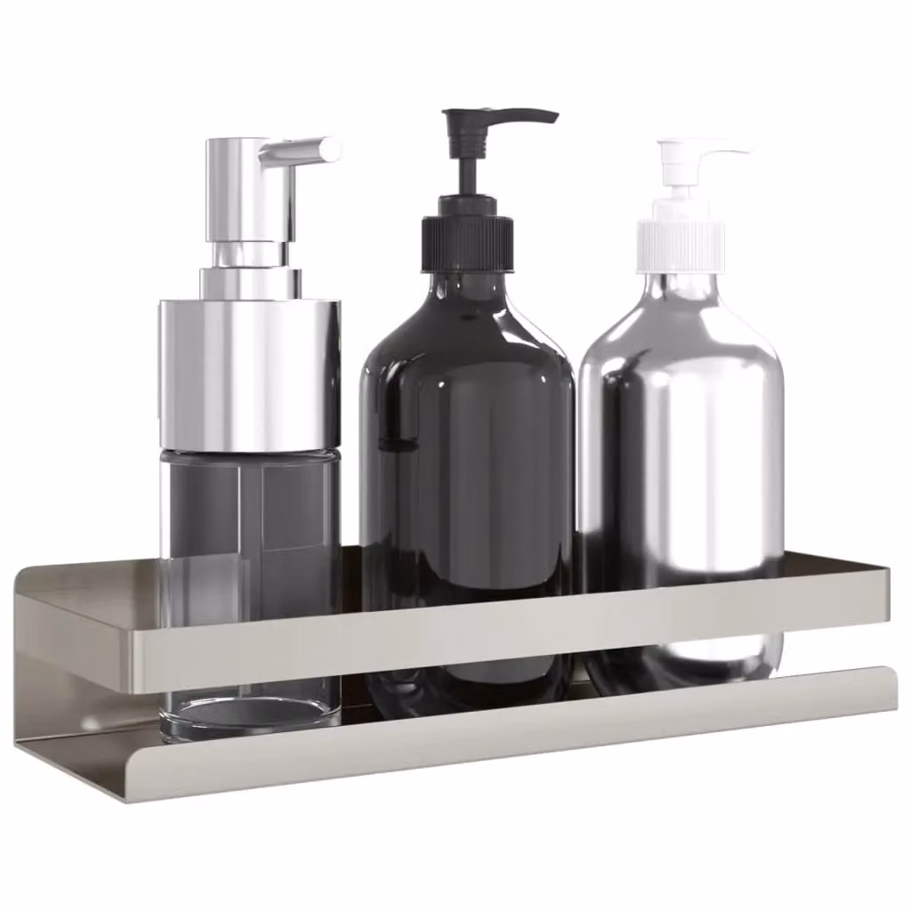 Berkfield Home Brushed 304 Stainless Steel Shower Shelf in Silver, W/D/H: 30 x 10 x 6 cm – 2