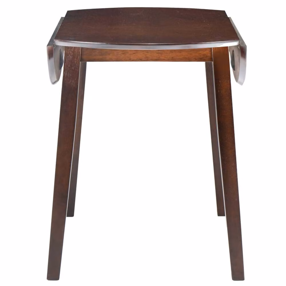 Berkfield Home Round Drop-leaf Dining Table in Brown MDF and Rubberwood, W/D/H: 75 x 90 x 75 cm – 2