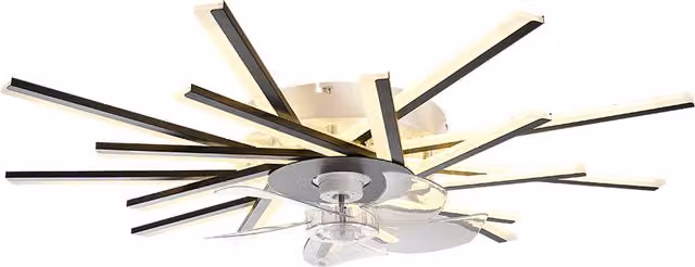 Living Star Modern Black Dimmable LED Ceiling Fan Light with Remote and App Control