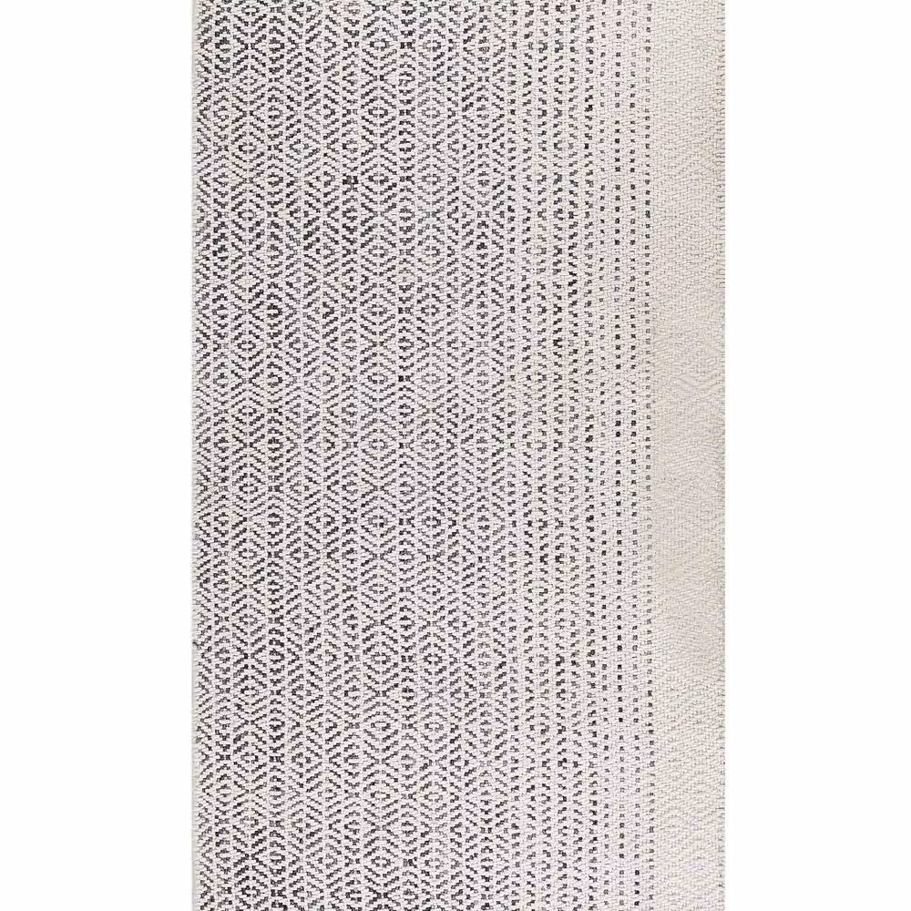 Wyld and Coco Handwoven Herringbone Flat Weave Wool and Cotton Rug in White and Grey, W: 80 cm, L: 150 cm – 2
