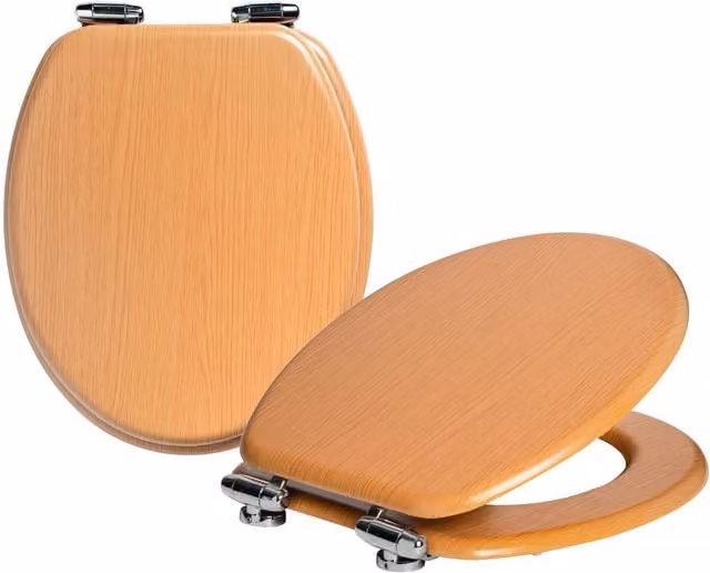 Harbour Housewares Pack of 2 Soft Close MDF Wooden Toilet Seats in Orange and Brown
