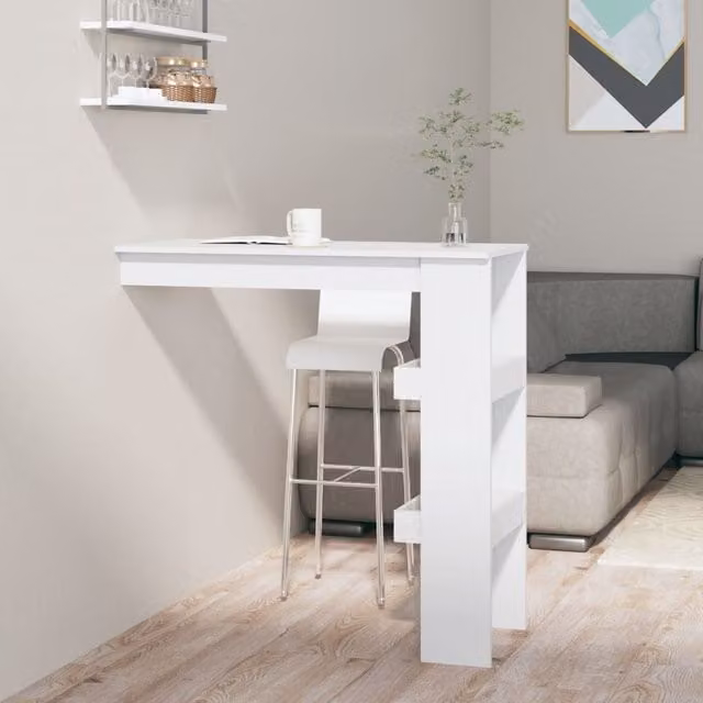 Berkfield Home White Wall Bar Table, W: 102 cm, D: 45 cm, H: 103.5 cm – 1