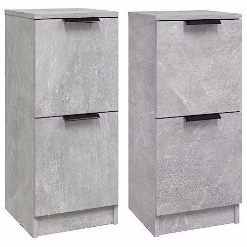 vidaXL Set of 2 Minimalist Sideboards in Concrete Grey, Engineered Wood, W/D/H: 30 x 30 x 70 cm – 1