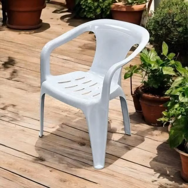 NESTLUNE White Modern Garden Patio Chair with Armrests – 1