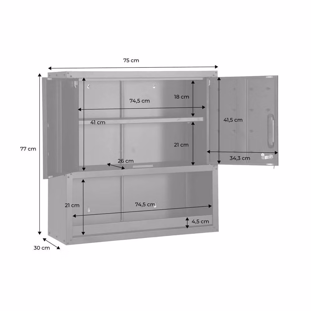 sweeek Modern Black Metal Garage Storage Cabinet with Hinged Doors and Internal Shelves – 3