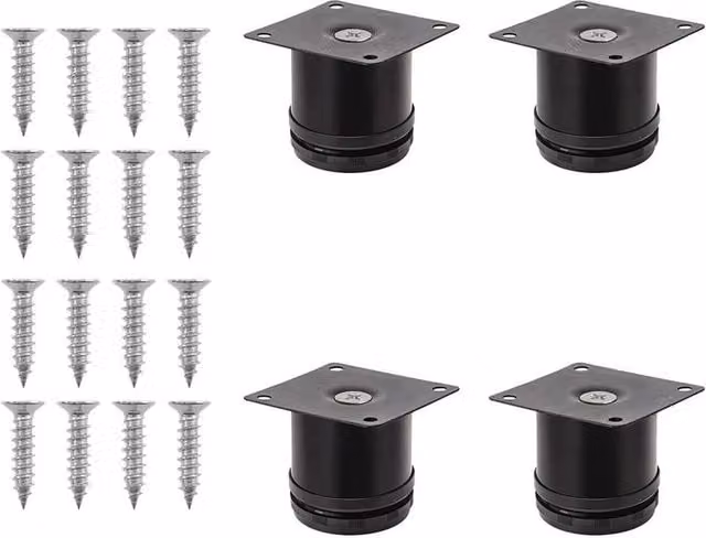 NESTLUNE 4-Piece Set of Adjustable Matt Black Metal Furniture Legs