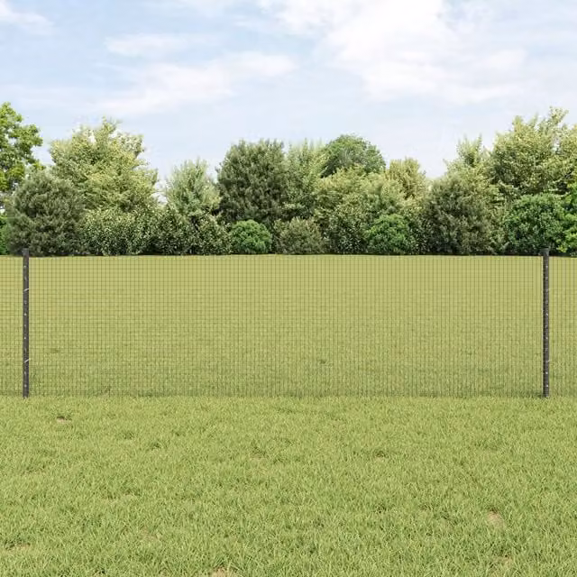 Berkfield Home Grey Steel Welded Wire Fence with 22 U-Profile Posts, 0.6 x 50 m – 1