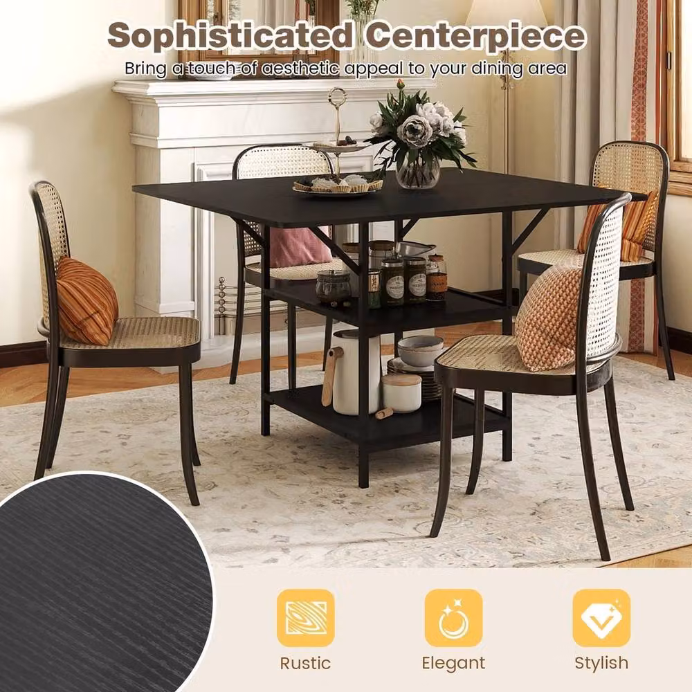 VOGREX Black Rectangular Rustic Wood Dining Table – 2