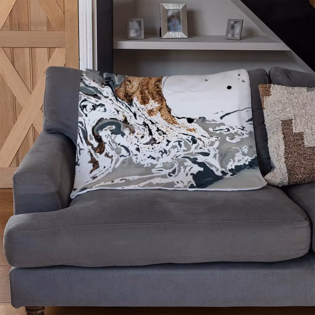 Benjamin Tate Design Bronze Marble Fleece Blanket in Brown, Sand and Multicolour, W/D/H: 120 x 150 cm – 3