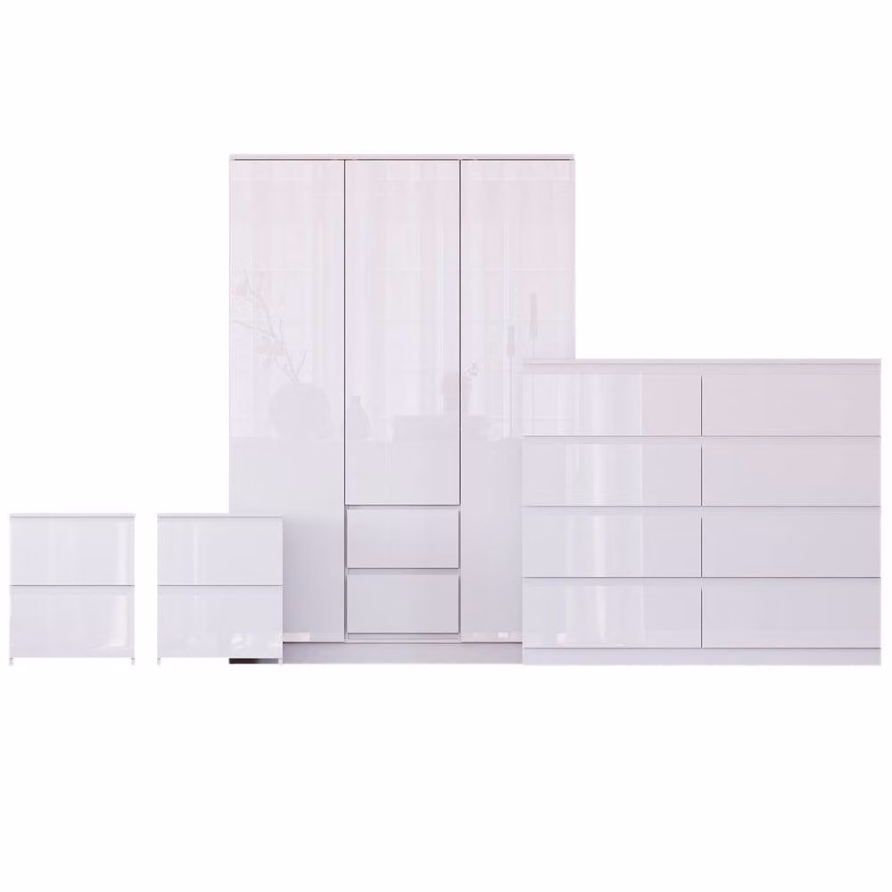 HD Designs Glinton 4 Piece Modern Glossy White Bedroom Set – 2