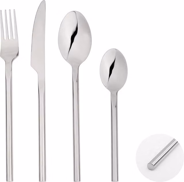 Glim & Glam 24 Piece Stainless Steel Cutlery Set in Silver