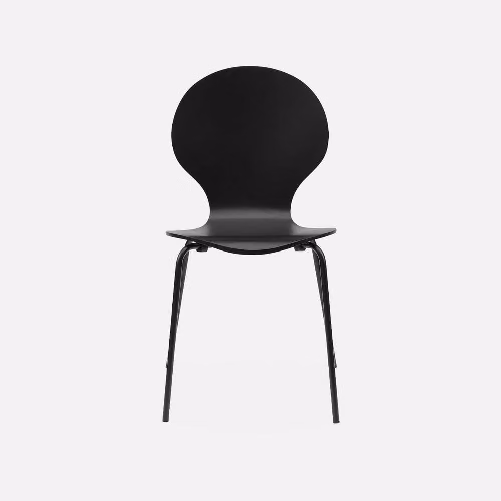 sweeek Set of 4 Retro Scandinavian Stackable Dining Chairs in Black Rubberwood and Metal – 2
