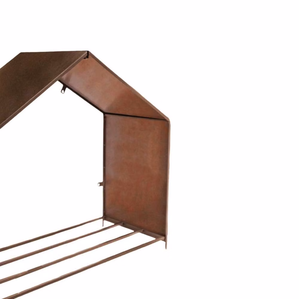 Lemon Pavilion Metal Outdoor Log Storage in Brown, W100 x D38 x H88 cm – 2