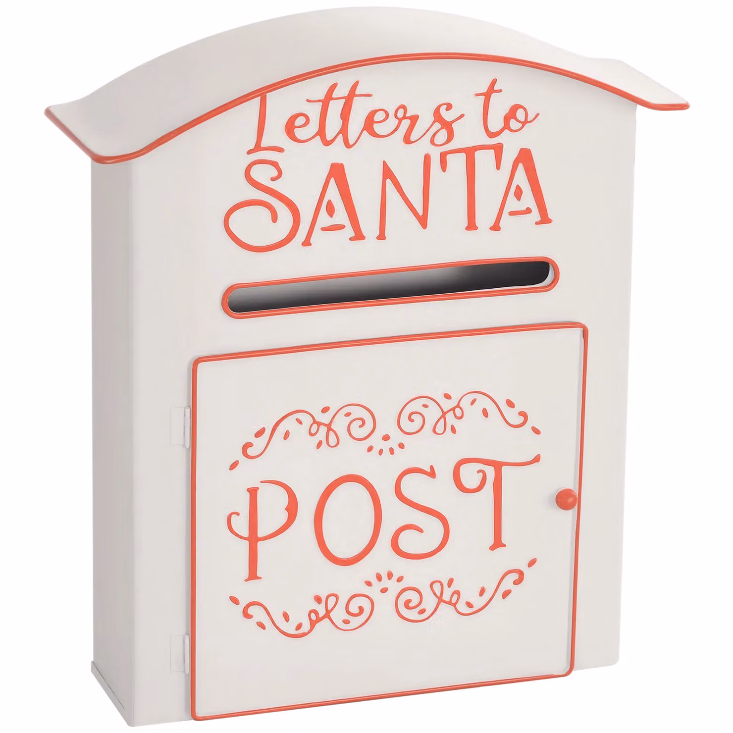HOMCOM Christmas Wall Mounted Santa Mailbox in Red and White Metal – 2