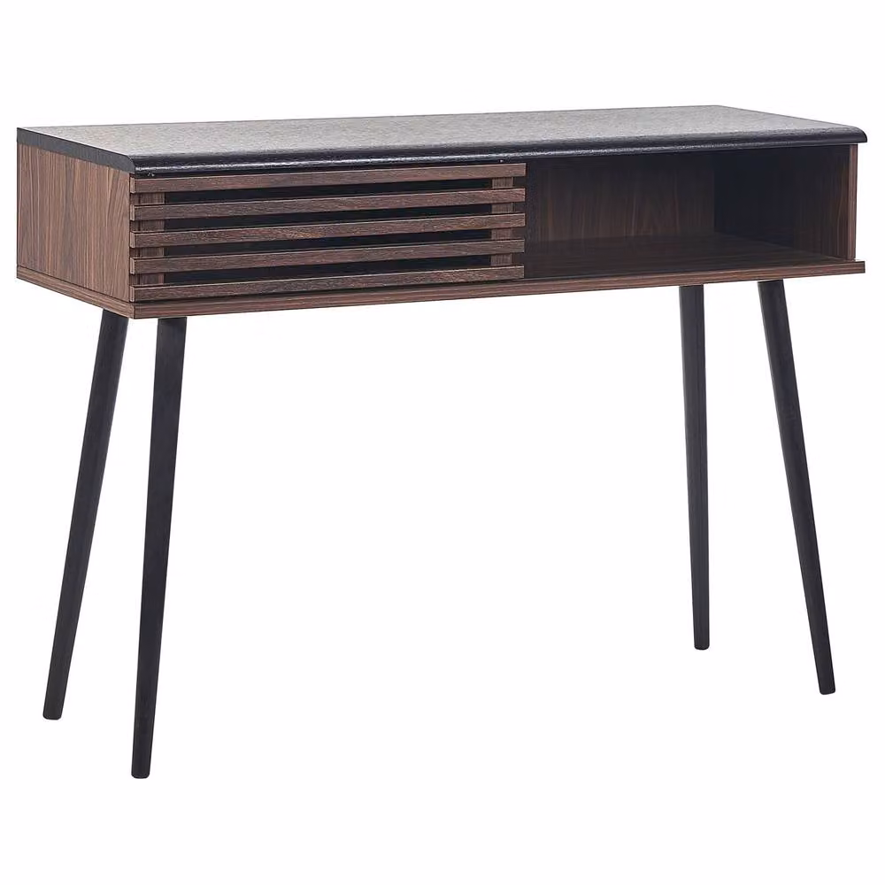 Wyld and Coco Rustic Brown Console Table with Sliding Door Cabinet, W: 110 cm, D: 40 cm, H: 80 cm – 2