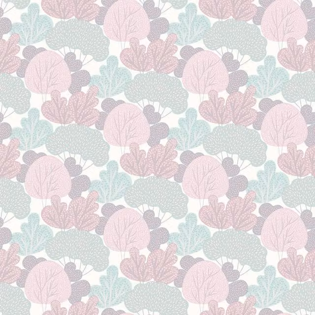 Muriva Wood Grove Pink and Turquoise