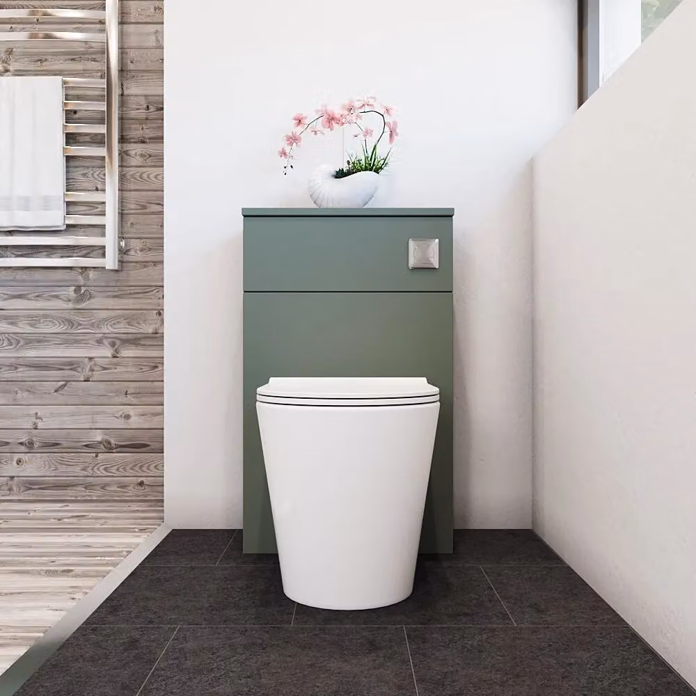Balterley Contemporary Compact WC Toilet Unit in Matt Satin Green, Width: 50 cm – 1