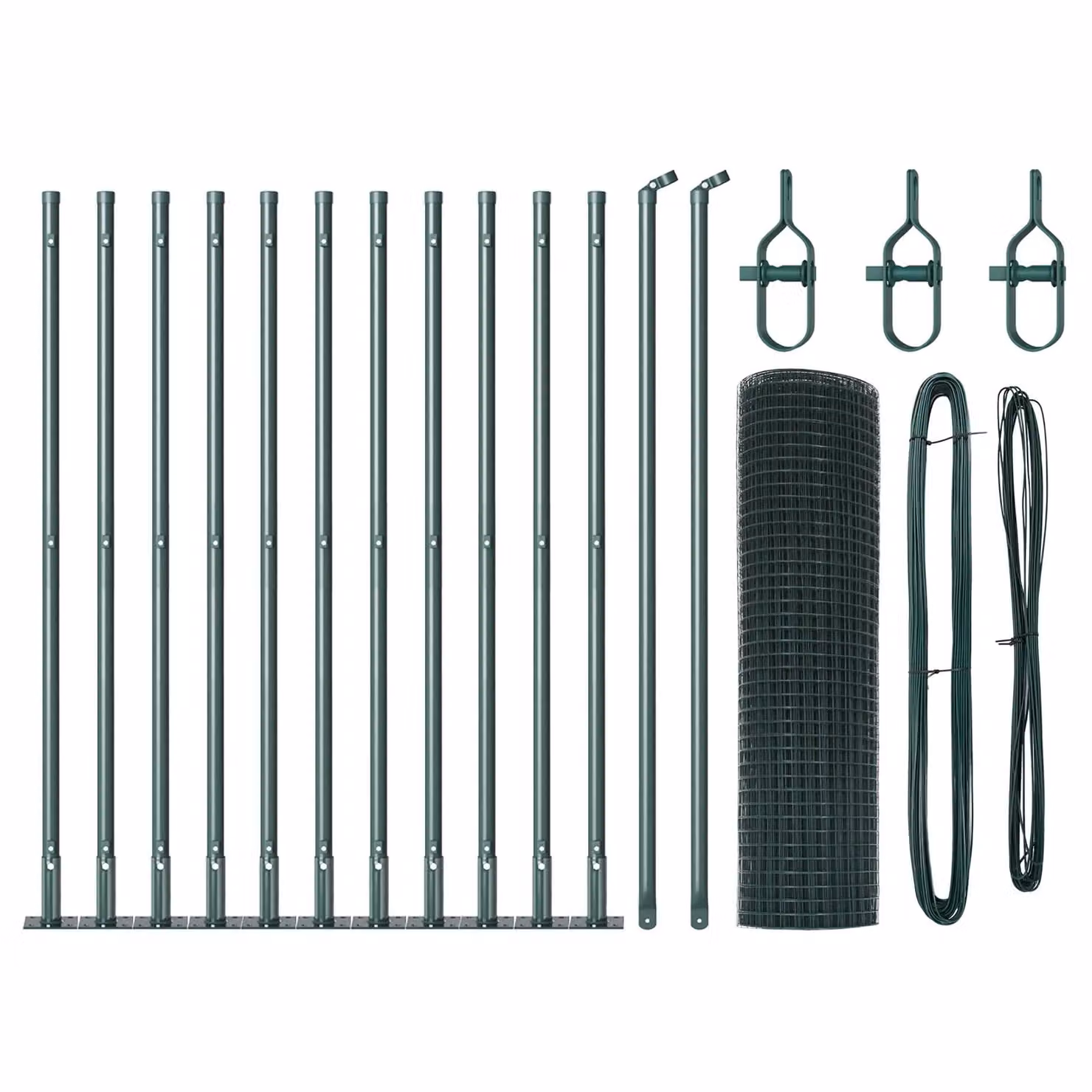 Berkfield Home Green Steel Welded Wire Fence with 13 Flanged Posts, W: 0.4 m, L: 25 m – 2