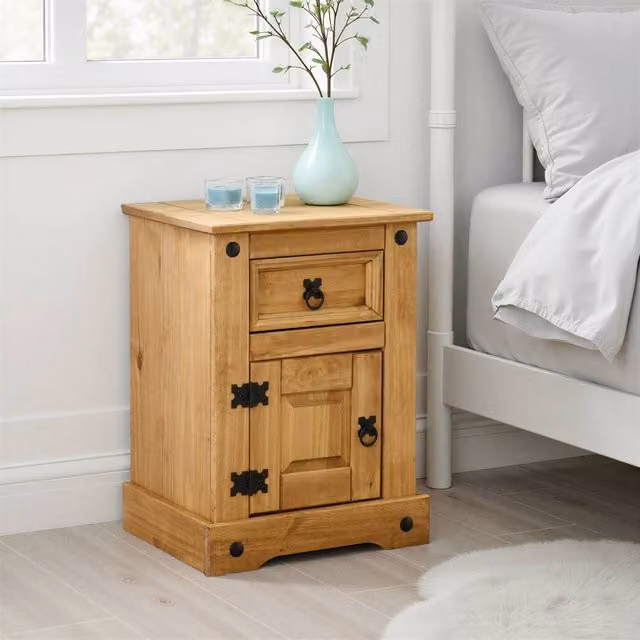 Seconique Corona Petite Pine Bedside Table in Brown – 1