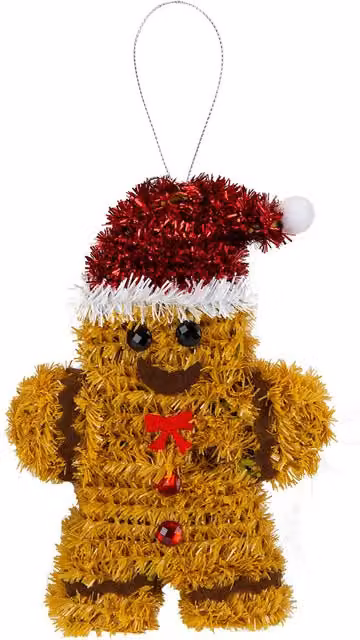 VFM e-Store Gingerbread Man Christmas Tinsel Decoration, Brown, H: 16 cm, W: 11 cm