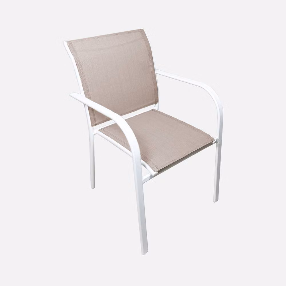 sweeek Set of 4 Modern Aluminium Garden Chairs in White – 2