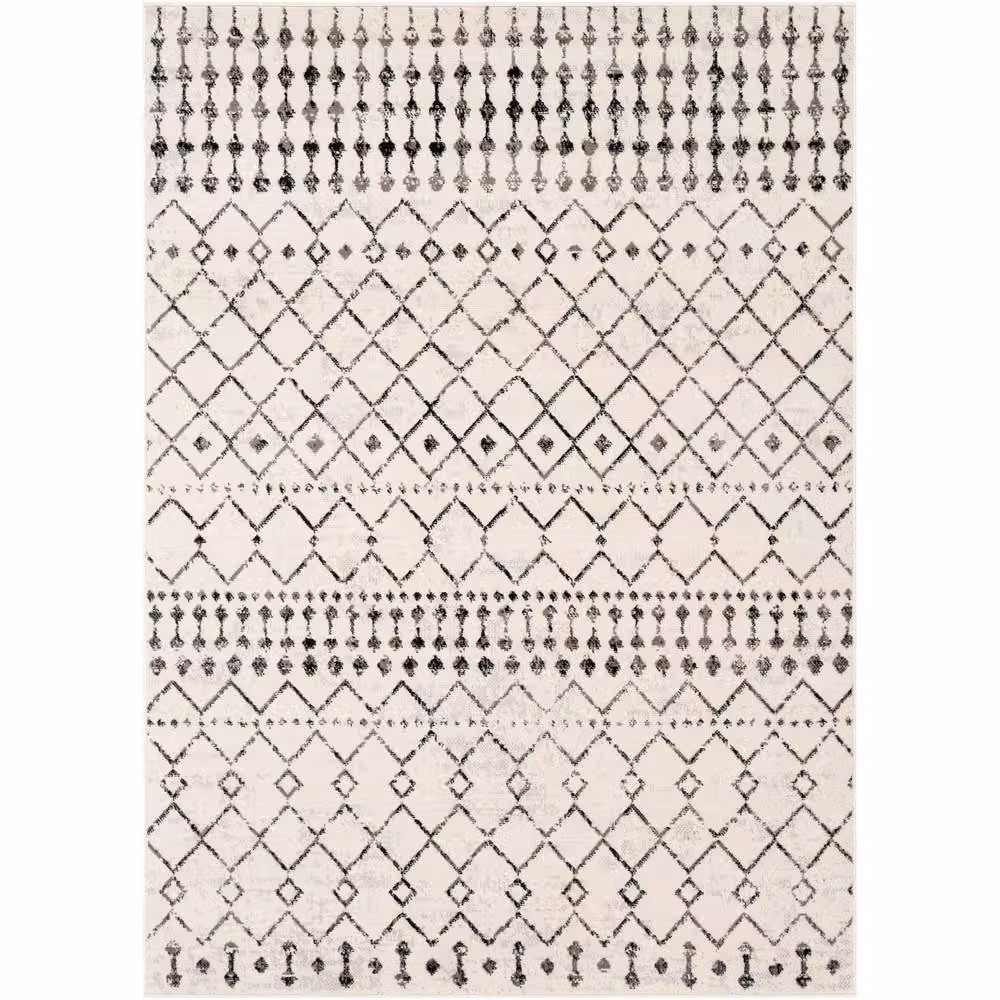 Livabliss Pisa Geometric Machine Woven Rug in Black, White and Grey, W/D/H: 140 x 200 cm – 2