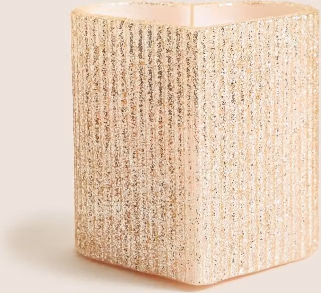 M&S Pink Heart Pillar Light Up Candle