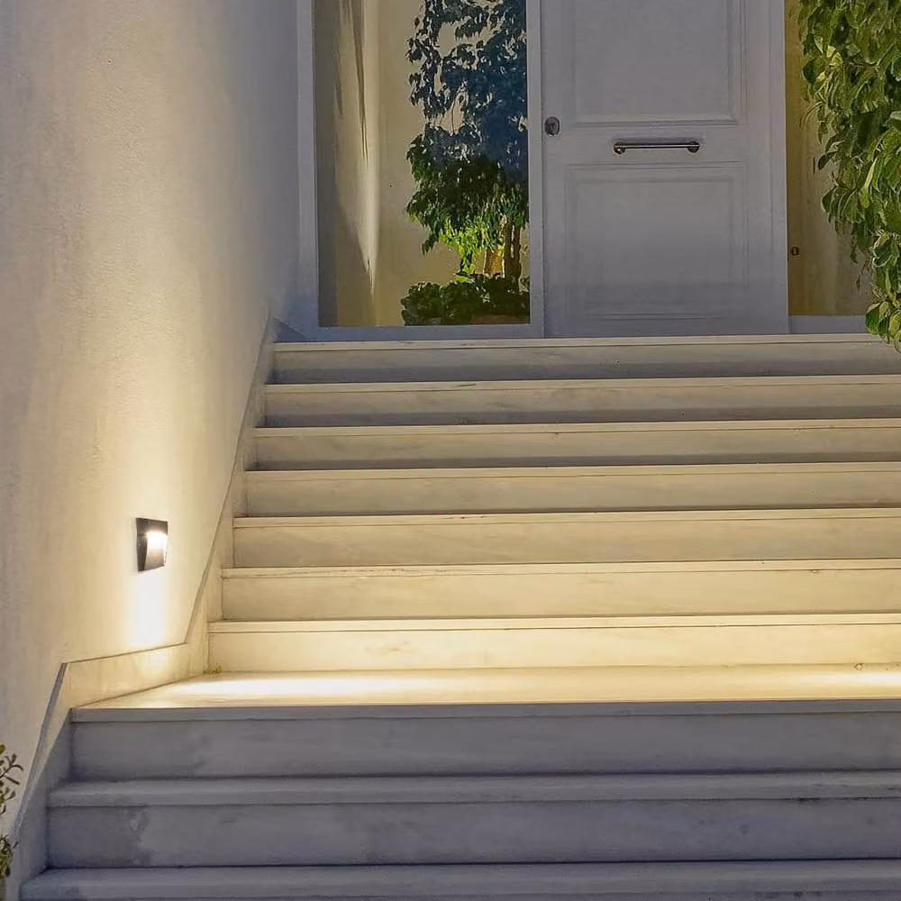 Netlighting Nod Square LED Outdoor Recessed Wall Lamp in Black with Warm White 3000K Opal Finish, IP65 Rated – 2