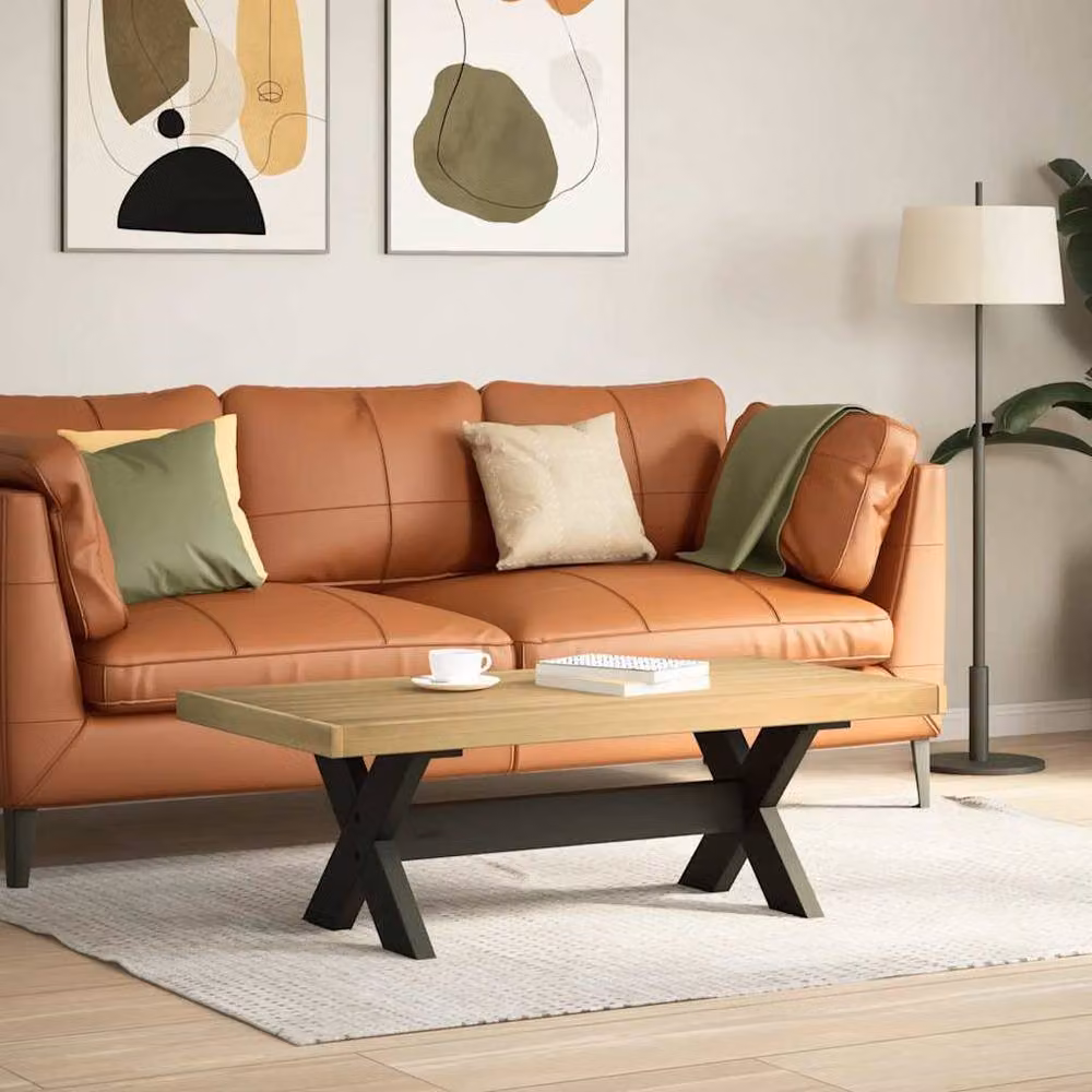 Berkfield Home NOAIN Decorative Solid Wood Coffee Table in Brown with X-Shaped Legs, W: 120 cm, D: 60 cm, H: 40 cm – 3