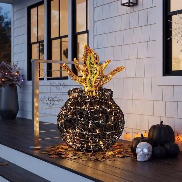 Garden Greatness Witch Cauldron 3D Soft Acrylic LED Tabletop Decor in Black and Multicolour