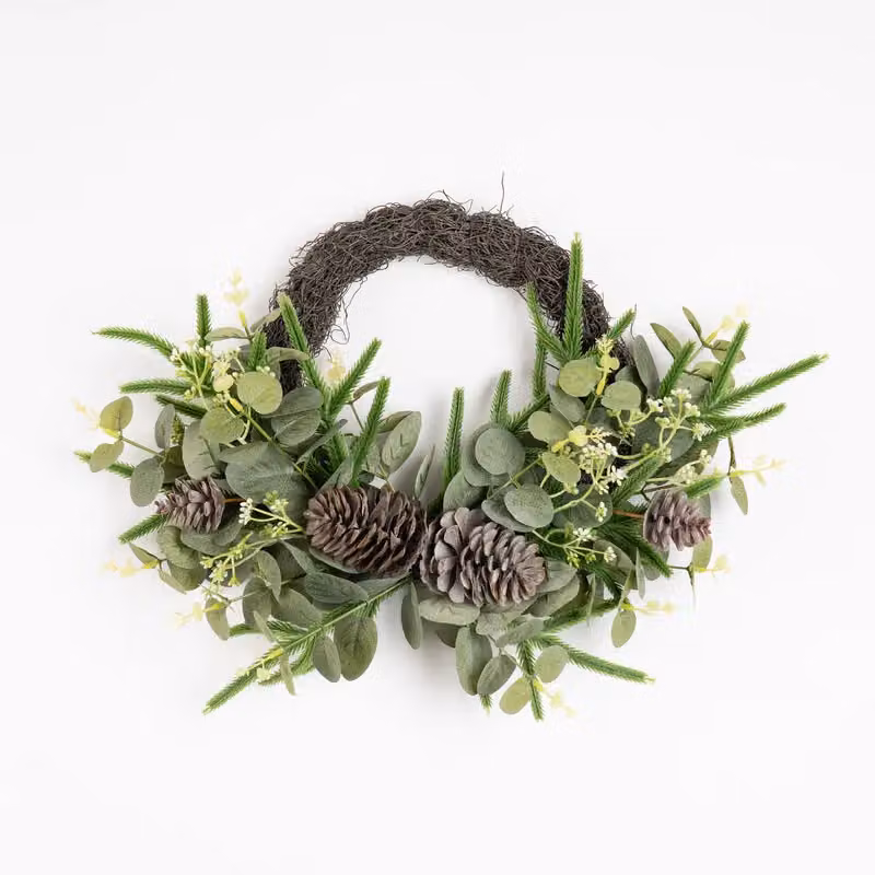 Scottish Everlastings Ltd Green Foliage Half Wreath, Diameter: 40 cm – 2