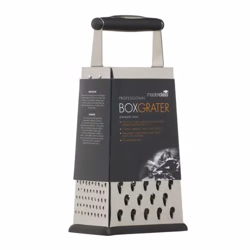 MasterClass Non-Slip Stainless Steel Box Grater with Handle, Silver, 24.5 cm
