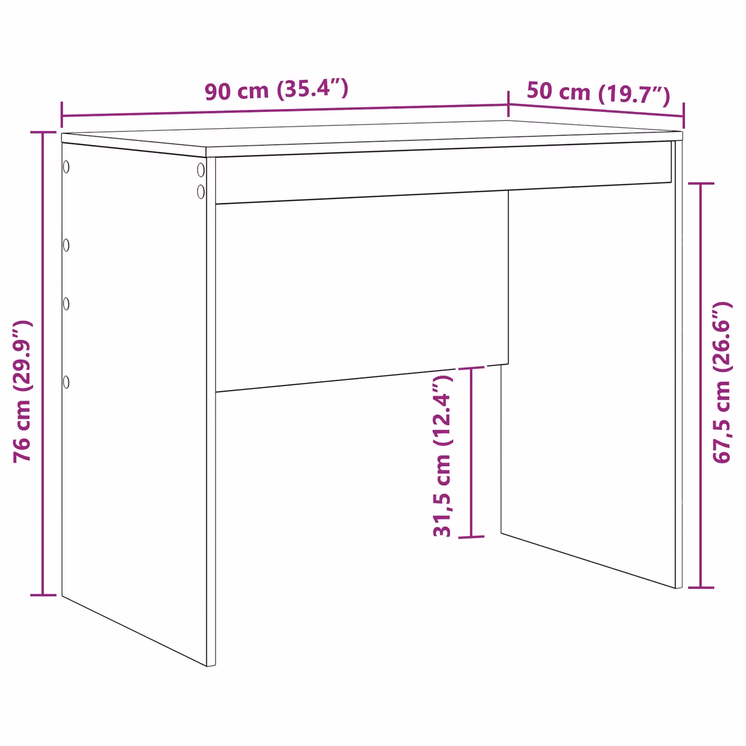 Berkfield Home Grey Writing Desk, W/D/H: 90 x 50 x 76 cm – 4